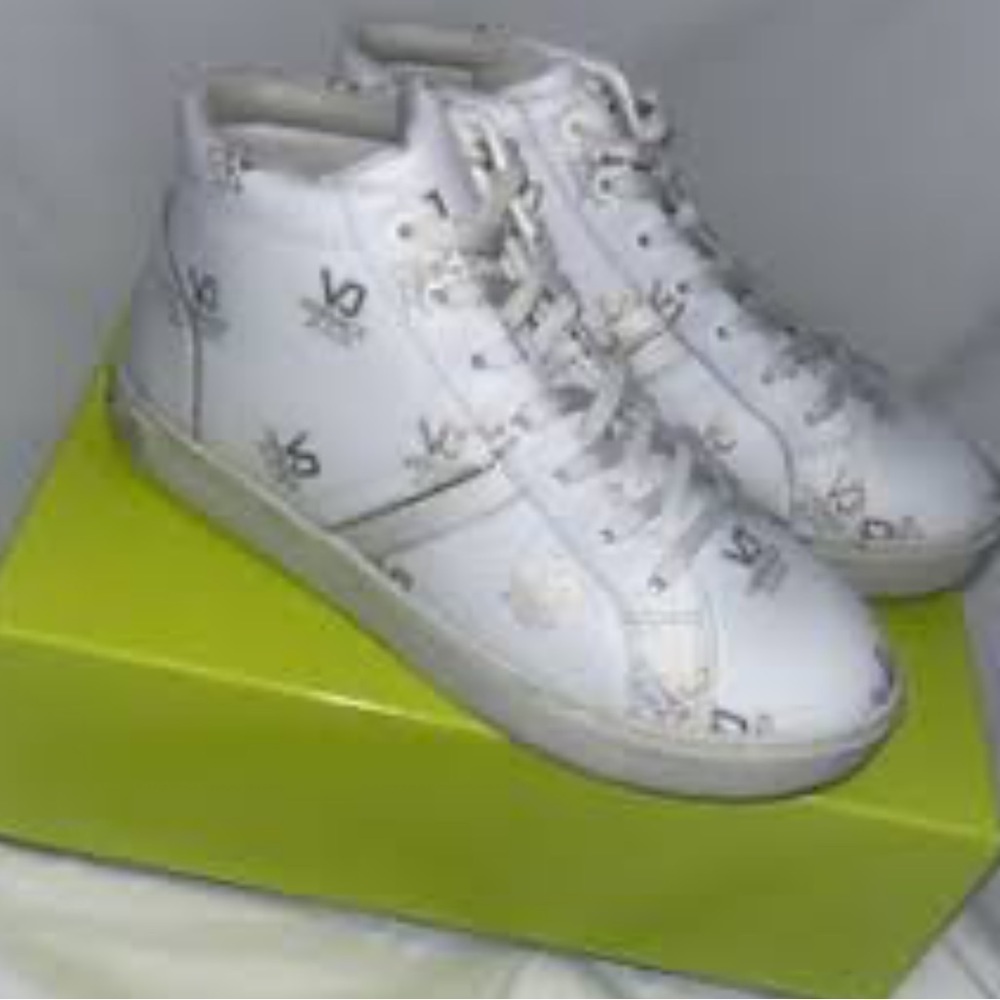Versace Jeans White High Top Sneakers Sz 9 White Logo Sneakers